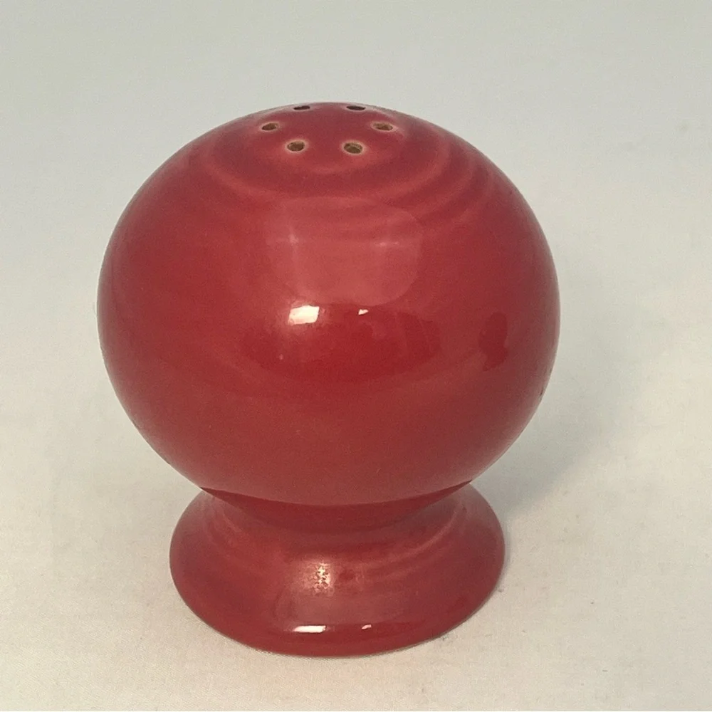 Vintage Fiestaware Small Red Ceramic Round Salt And Pepper Shakers